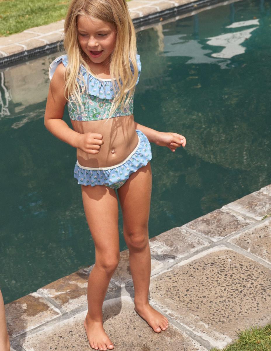 облекло Boden бикини с волани аква морска флорална лоза бебе LL683398