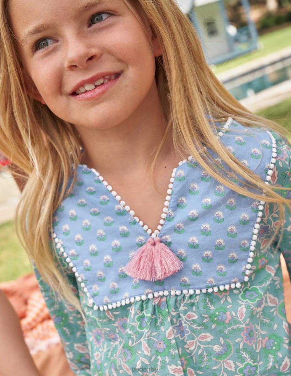 облекло Boden бикини с волани аква морска флорална лоза бебе LL683398