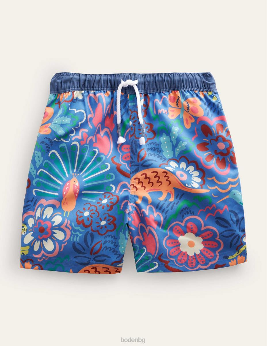 облекло Boden бански шорти Елизабетско синьо и животни бебе LL683437