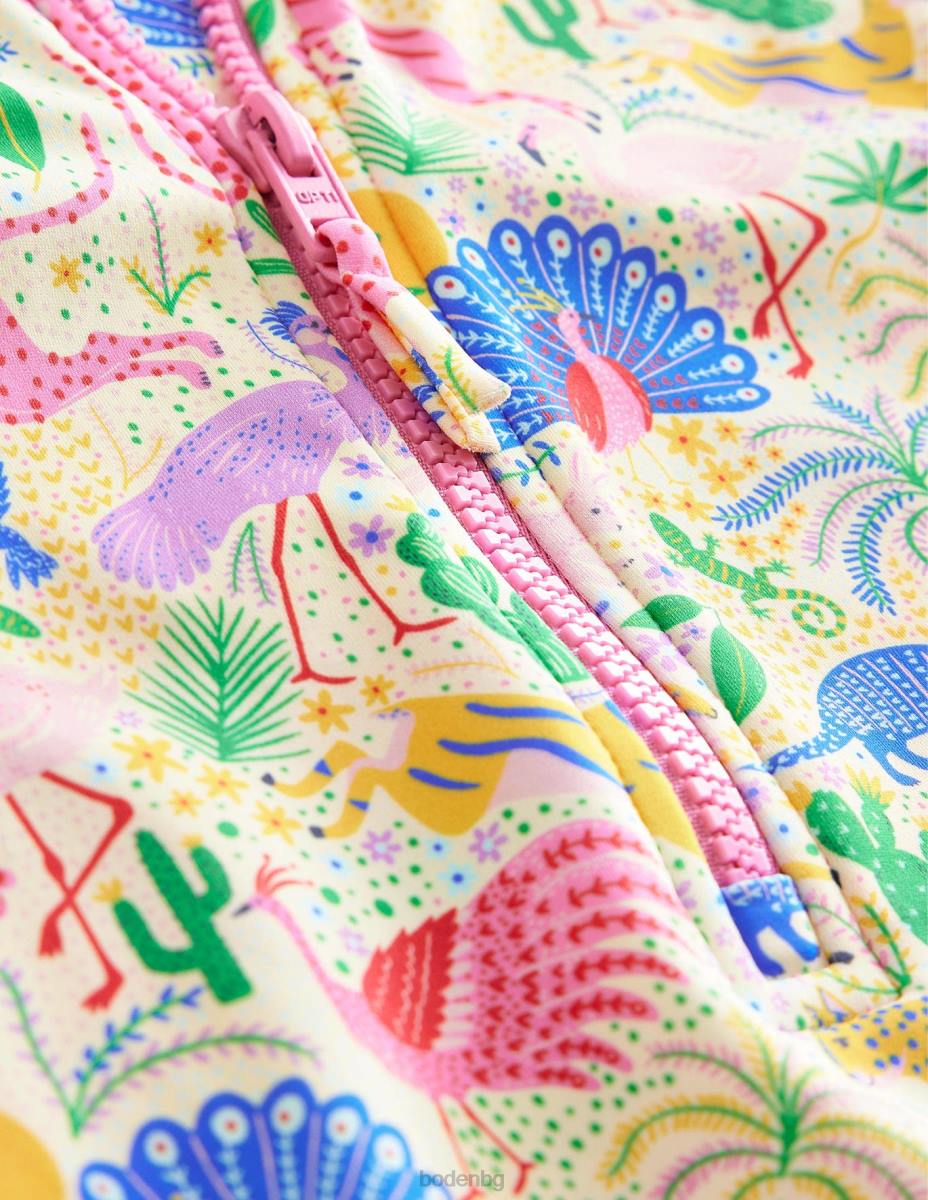 облекло Boden бански с къс ръкав многолеопардова джунгла бебе LL683449