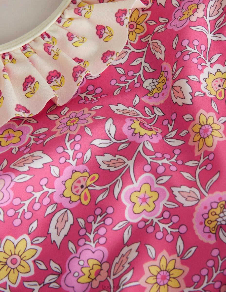 облекло Boden бански с волани прасковен пунш флорална лоза бебе LL683458