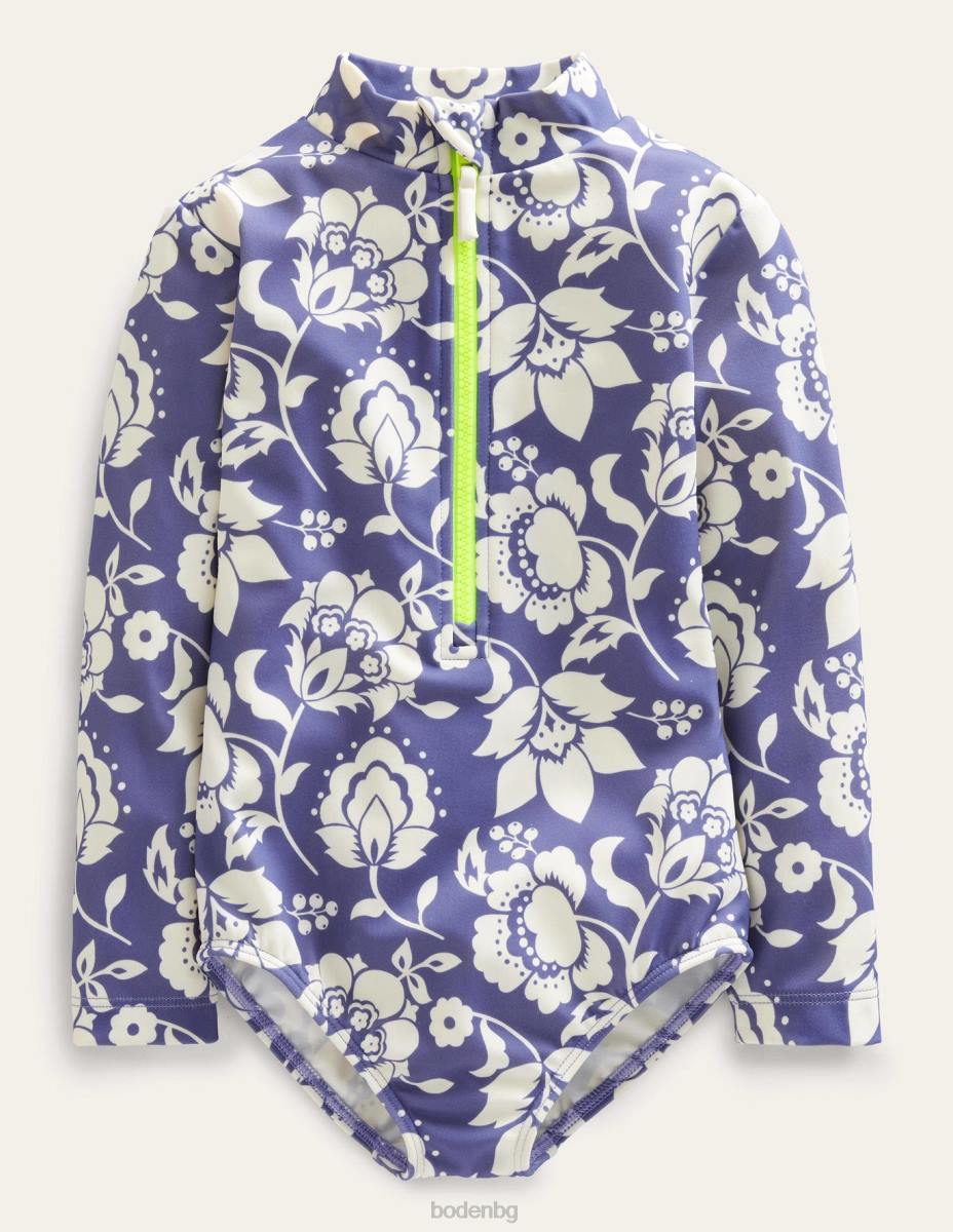 облекло Boden бански с дълъг ръкав мек десен борд на цветя бебе LL683492