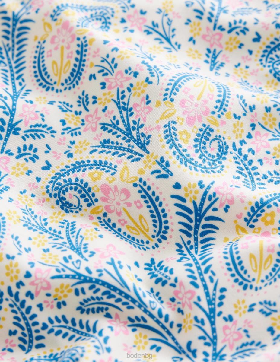 облекло Boden бикини с буф ръкав пейсли от слонова кост бебе LL68437