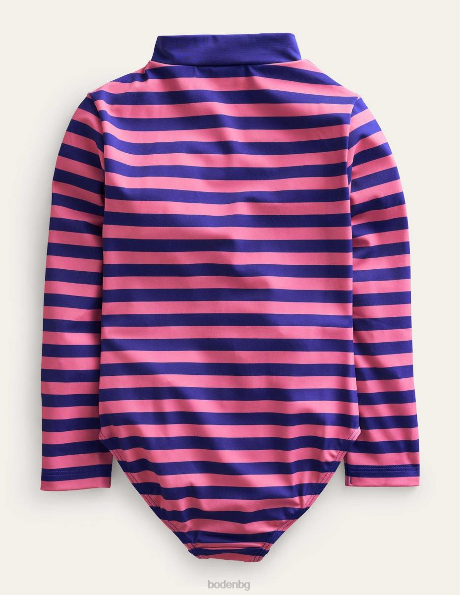 облекло Boden бански с дълъг ръкав азелия и синя ивица бебе LL68438