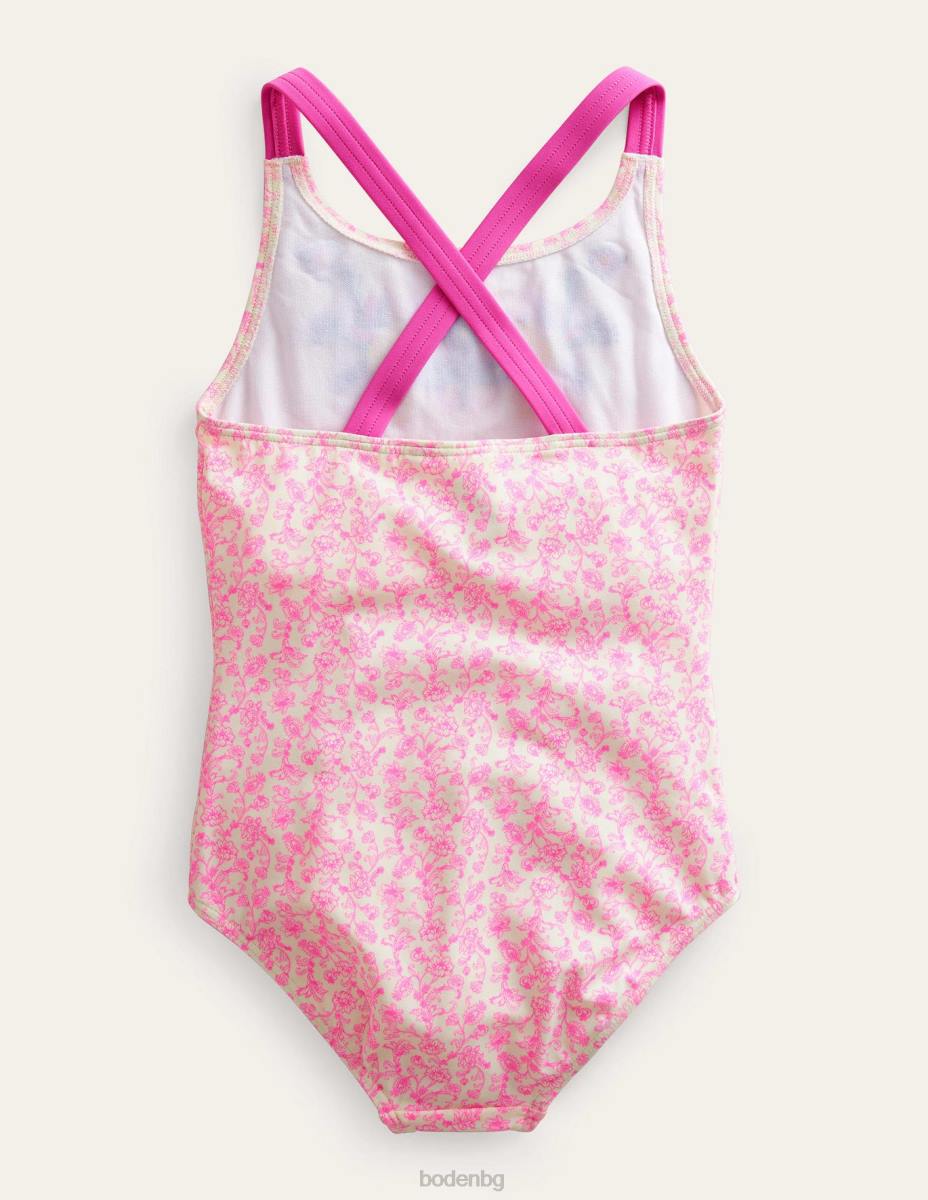 облекло Boden бродиран бански костюм фестивал розова лятна лоза бебе LL68441