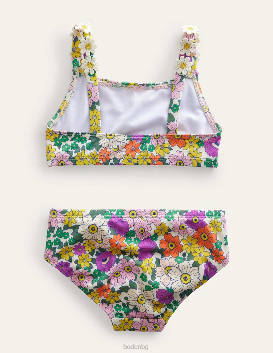 облекло Boden бикини с презрамки слонова кост и сияещи цветя на орхидея бебе LL68464