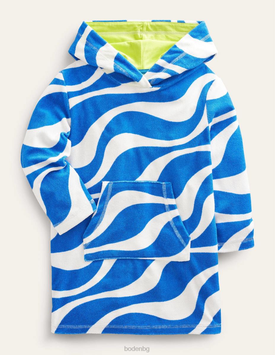 облекло Boden шарена хавлиена плажна рокля кабана сини вълни бебе LL68471