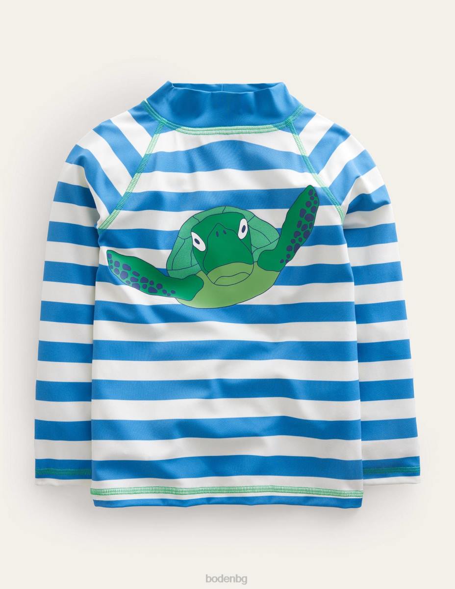 облекло Boden жилетка с лого островно синьо и ивица в цвят слонова кост бебе LL68477