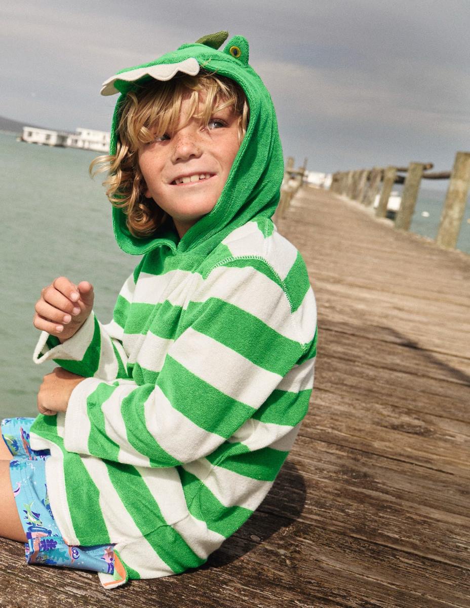 облекло Boden апликация за хавлиени кърпи зелен/слонова кост крокодил бебе LL68484