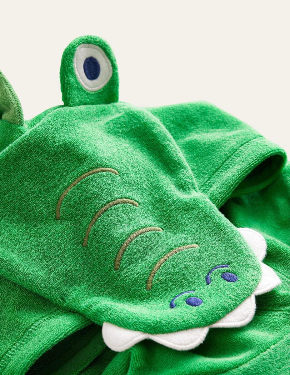 облекло Boden апликация за хавлиени кърпи зелен/слонова кост крокодил бебе LL68484