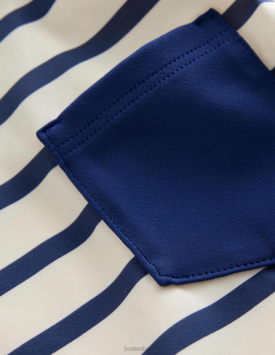 облекло Boden бретонска обривна жилетка колежанско тъмносиньо и райе в цвят слонова кост бебе LL68489