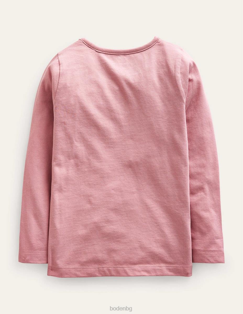 облекло Boden Тениска с 3d апликации бадемово розови пеперуди бебе LL68429