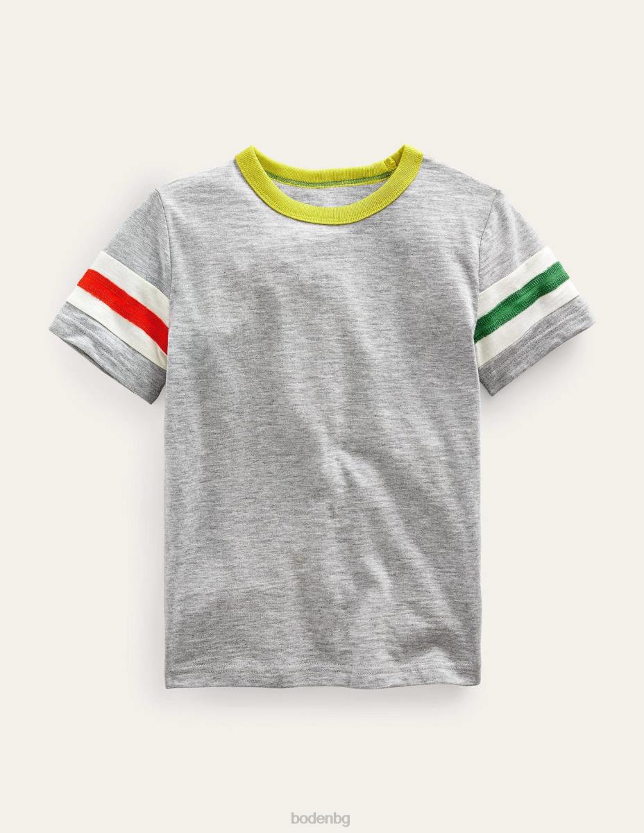 облекло Boden спортна тениска с къс ръкав яспис сив мергел/мандаринено червено бебе LL683305