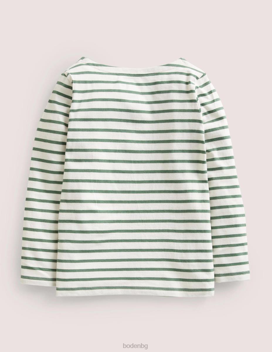 облекло Boden ежедневен бретон зелен розмарин/слонова кост бебе LL683307