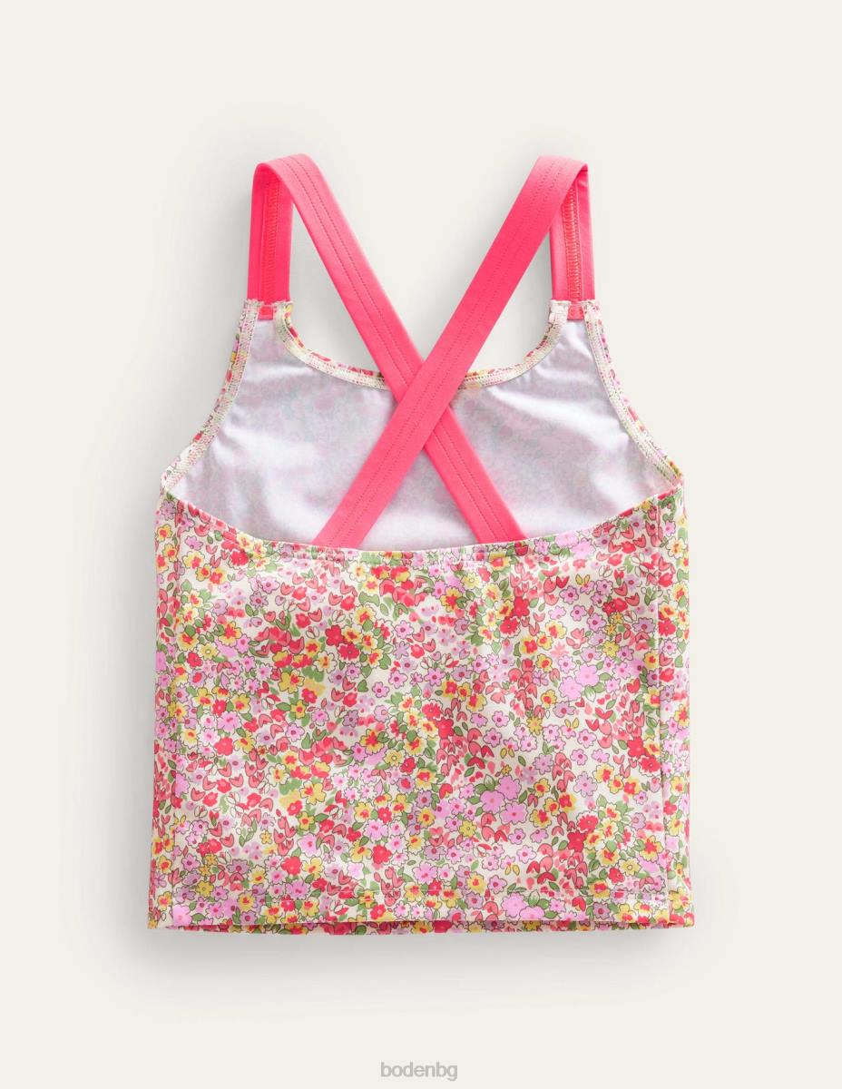 облекло Boden горнище на потници с кръстосана задна част шушулка ванилия пролетно време цветя бебе LL683312