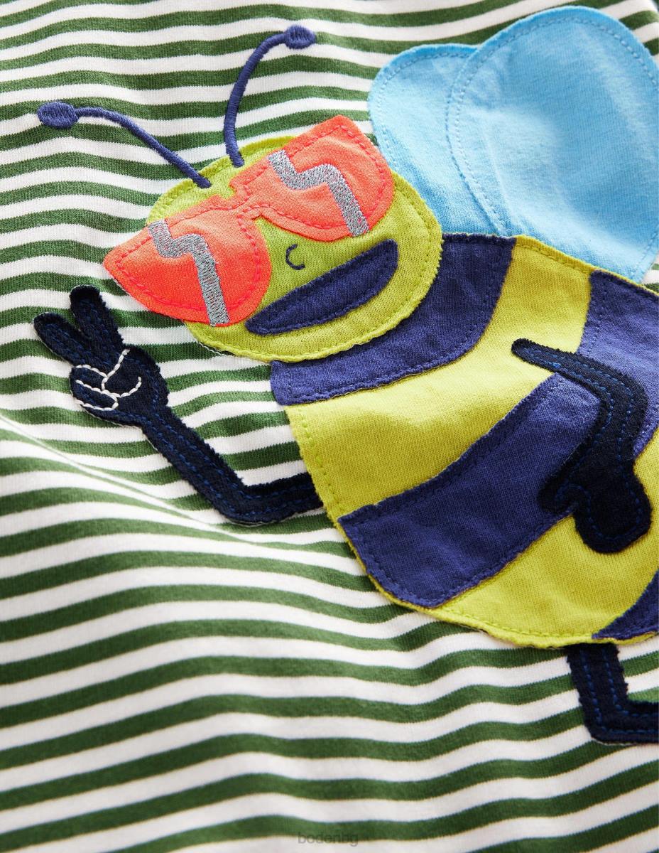 облекло Boden тениска със забавни апликации сафари/пчела от слонова кост бебе LL683316