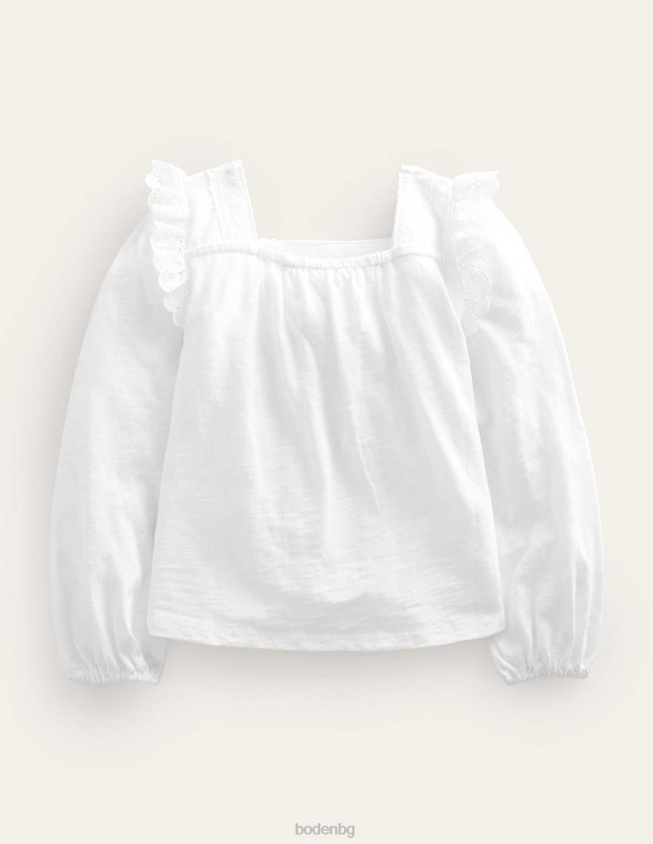 облекло Boden микс топ с квадратно деколте бяло бебе LL683331