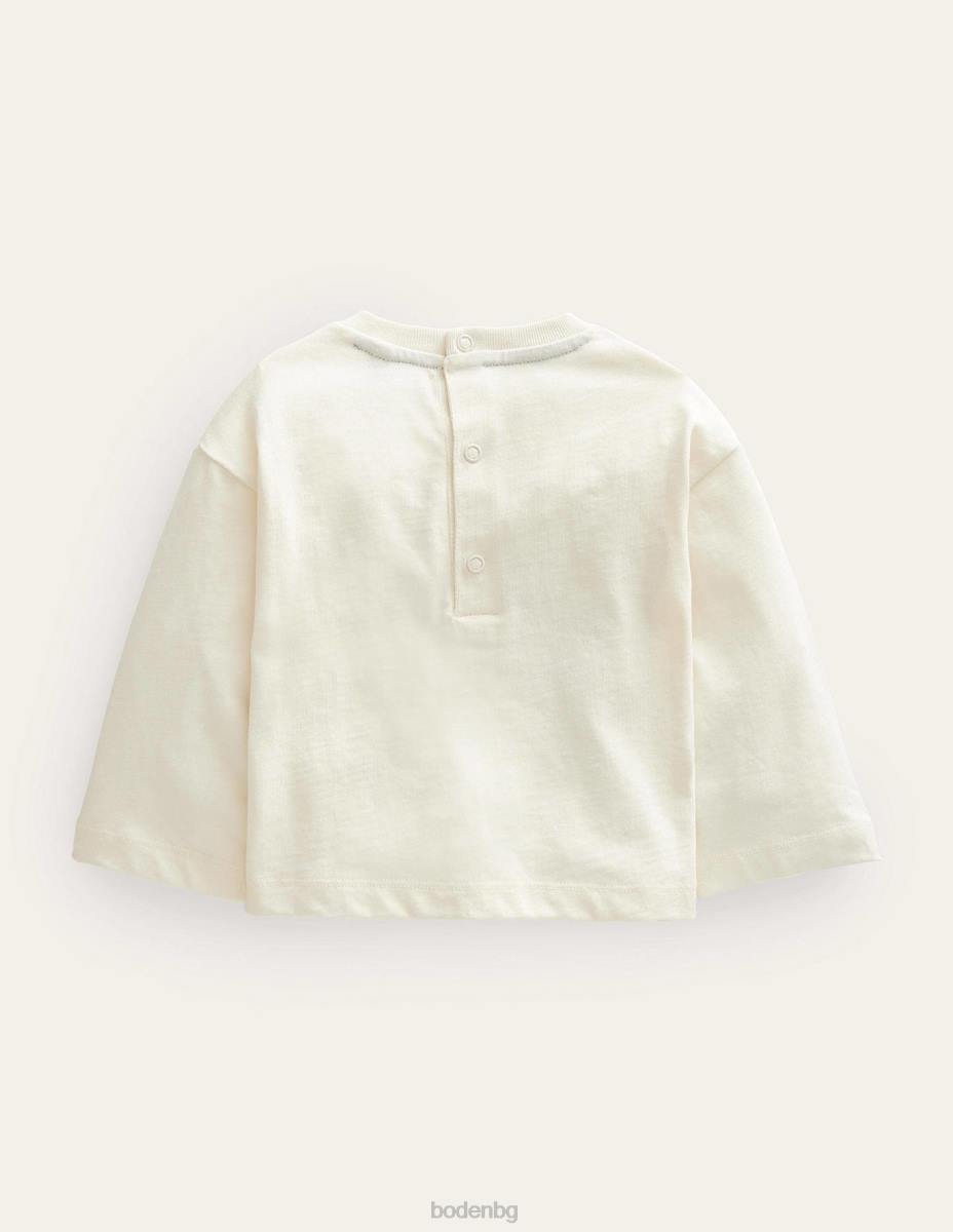 облекло Boden спокойна дъга тениска дъга в цвят слонова кост бебе LL683341