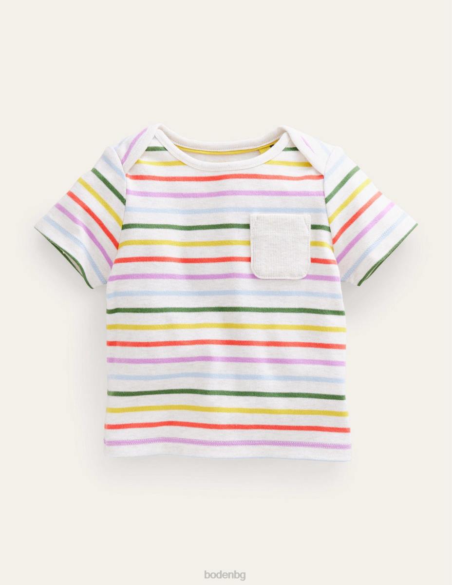 облекло Boden раирана тениска дъгова ивица бебе LL683350