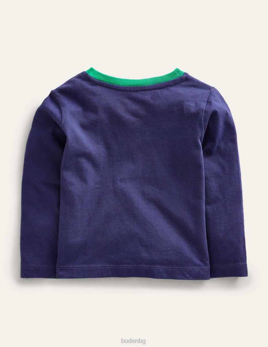 облекло Boden тениска с капак десен борд син крокодил бебе LL683359