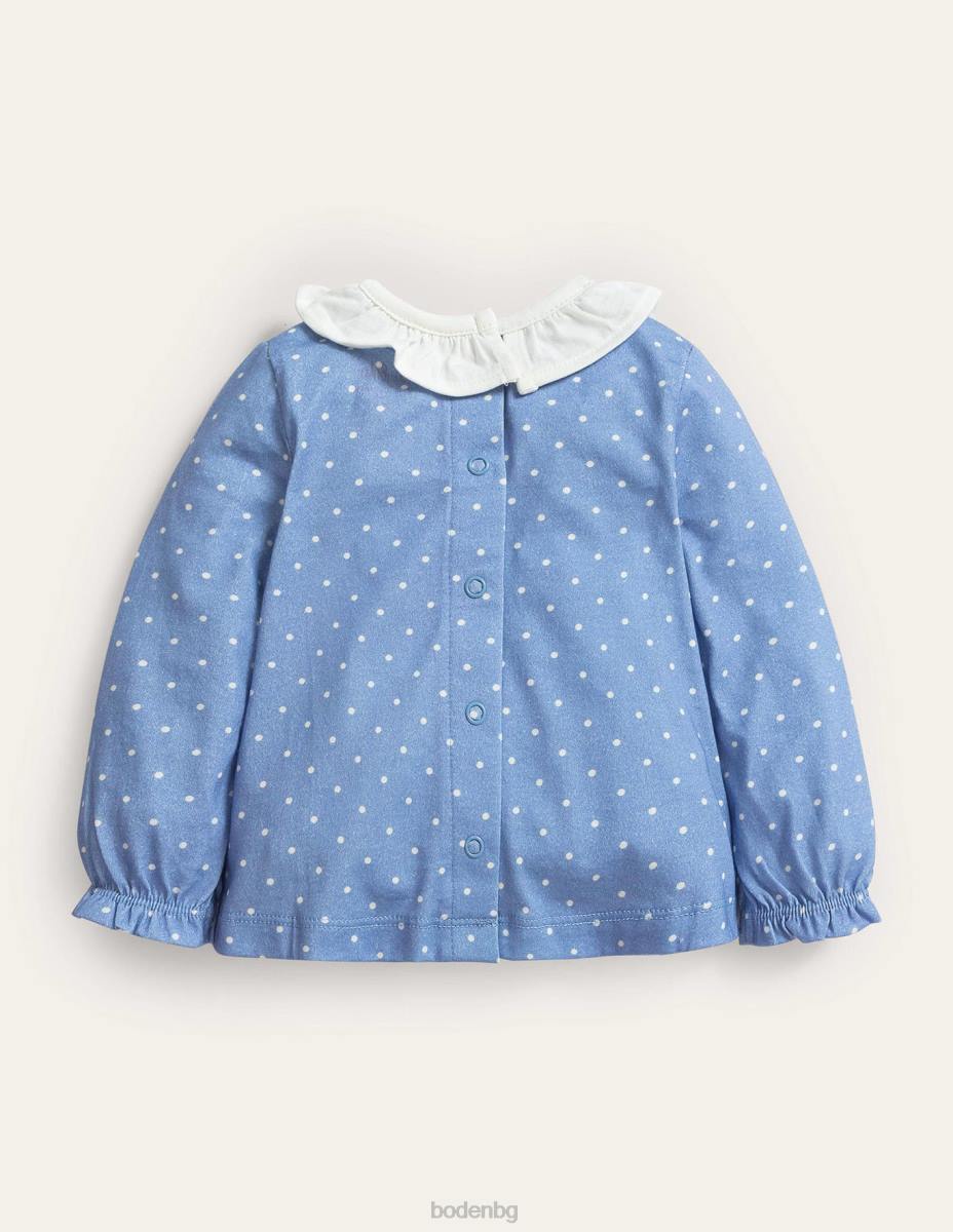 облекло Boden красива тениска с лого камъче синьо петно ​​патици бебе LL683361