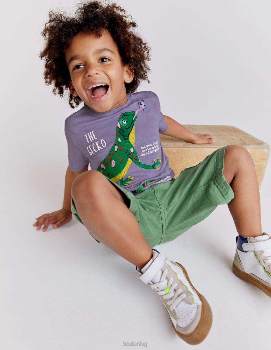 облекло Boden тениска с факти за животните мъглив лавандулов гущер бебе LL683374