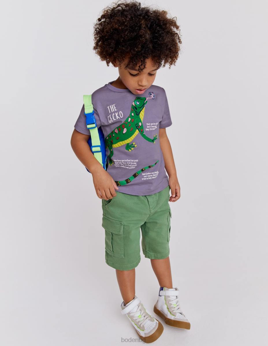 облекло Boden тениска с факти за животните мъглив лавандулов гущер бебе LL683374