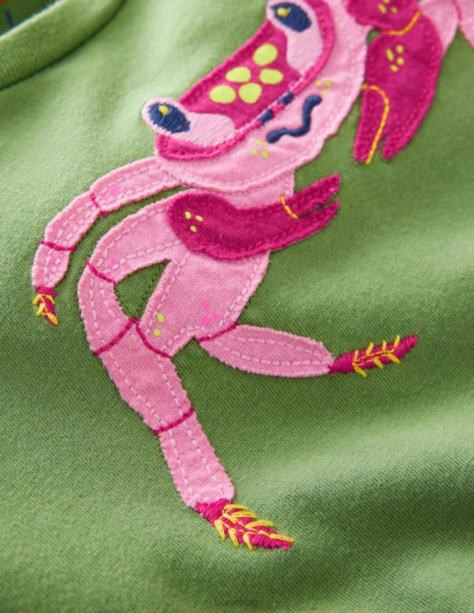 облекло Boden текстурирана тениска с апликации сафари зелени раци бебе LL683377