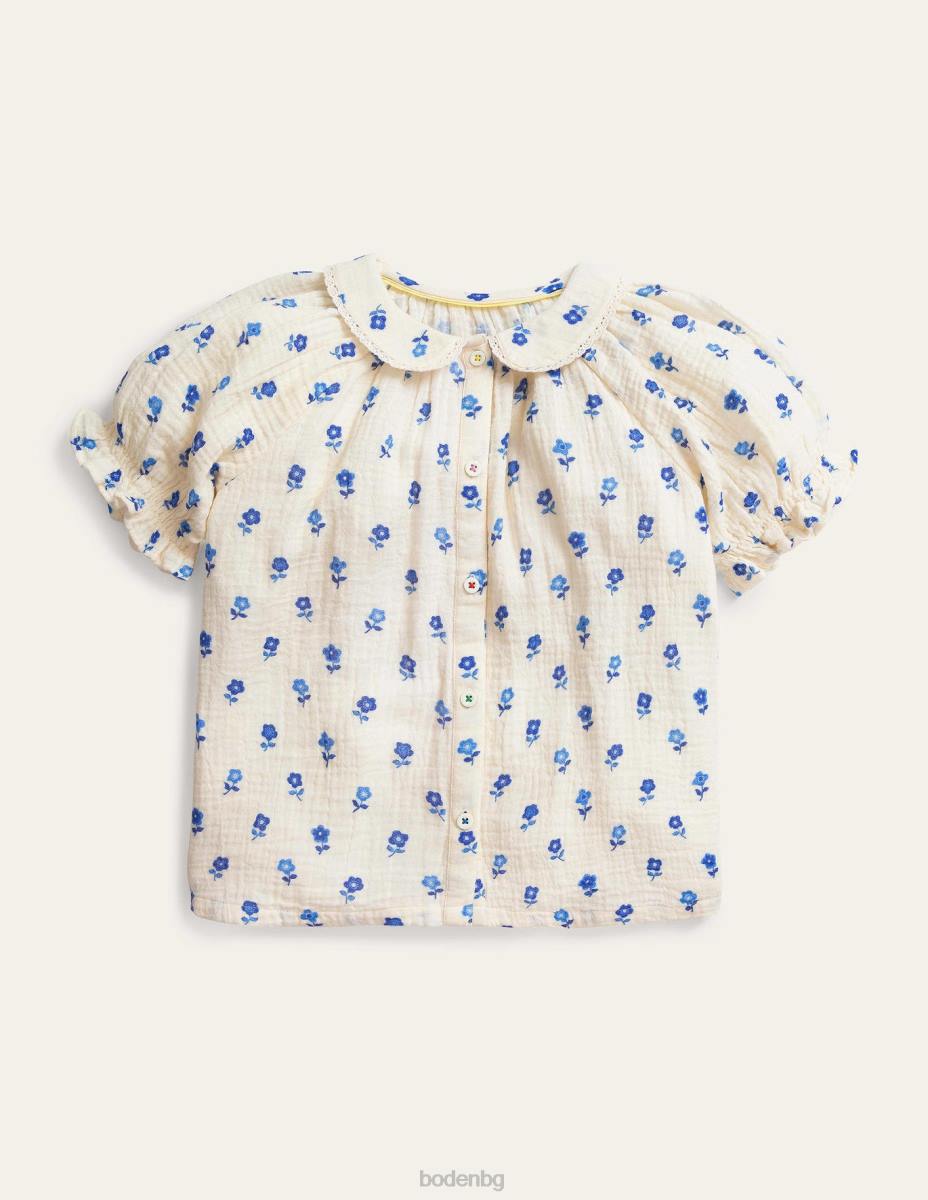облекло Boden горна част с къс буф ръкав флорална шушулка ванилия бебе LL683390
