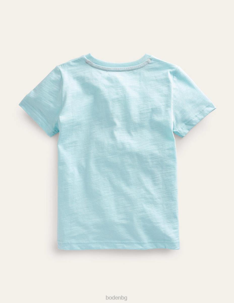 облекло Boden светеща в тъмното тениска ледена аква синя акула бебе LL683404