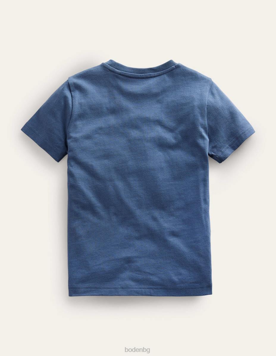 облекло Boden тениска с масивни шевове робот син гущер бебе LL683424