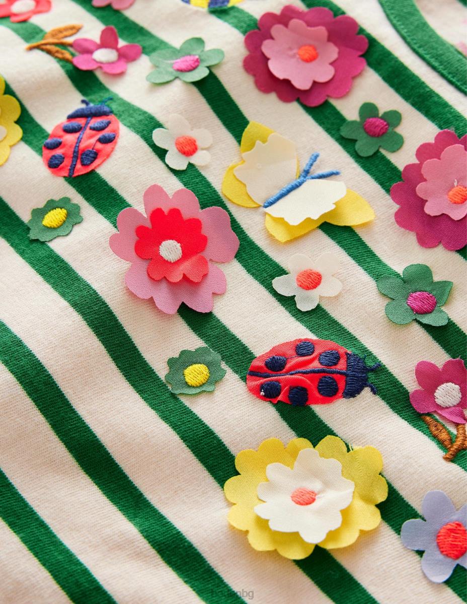 облекло Boden флатер тениска високопланинско зелено/ванилова шушулка бебе LL683453