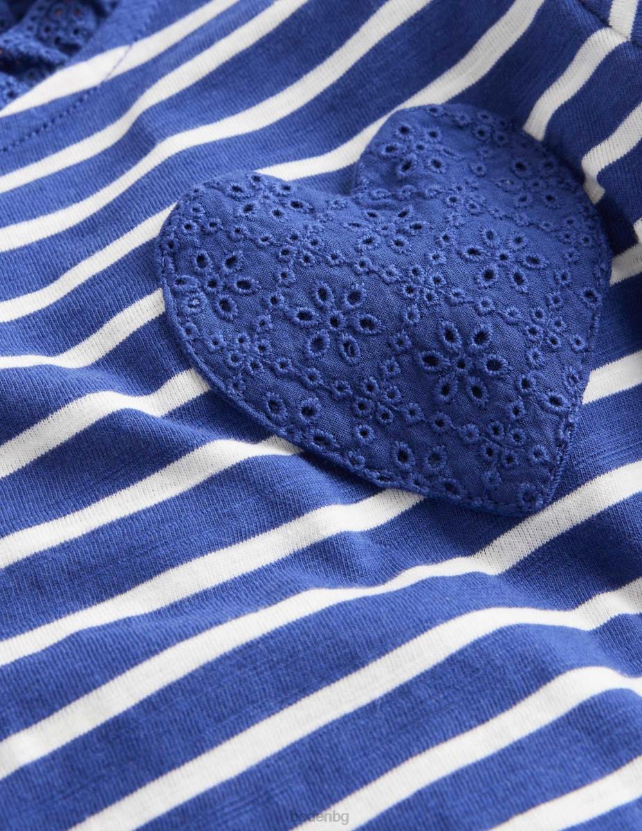 облекло Boden горнище с дълъг ръкав и сърце с джоб десен борд синьо/слонова кост бебе LL683454