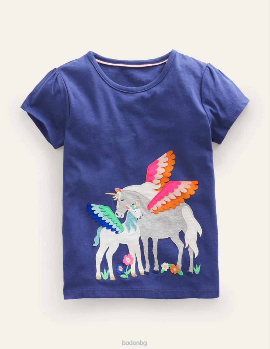 облекло Boden голяма горна част с апликации меки десен еднорози бебе LL683455