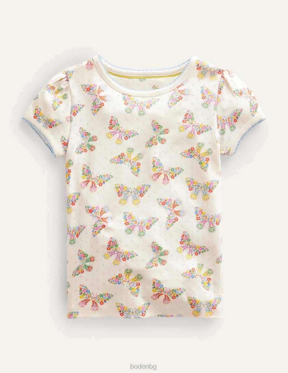 облекло Boden топ с къси ръкави пеперуди от ванилова шушулка бебе LL683476