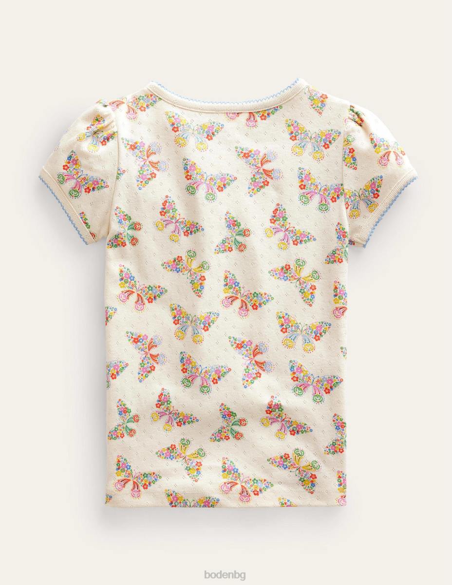 облекло Boden топ с къси ръкави пеперуди от ванилова шушулка бебе LL683476