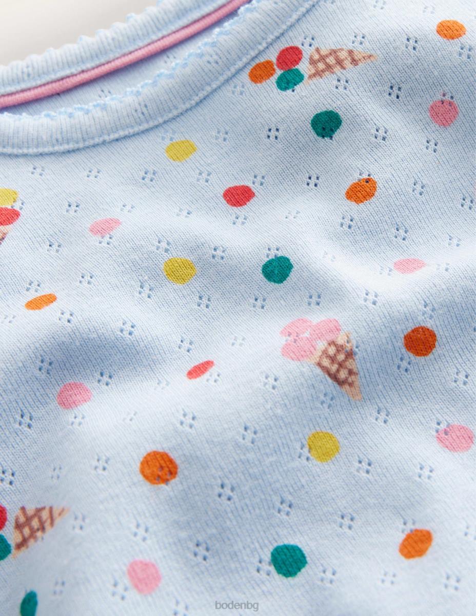 облекло Boden топ с къси ръкави сини сладоледи бебе LL683489