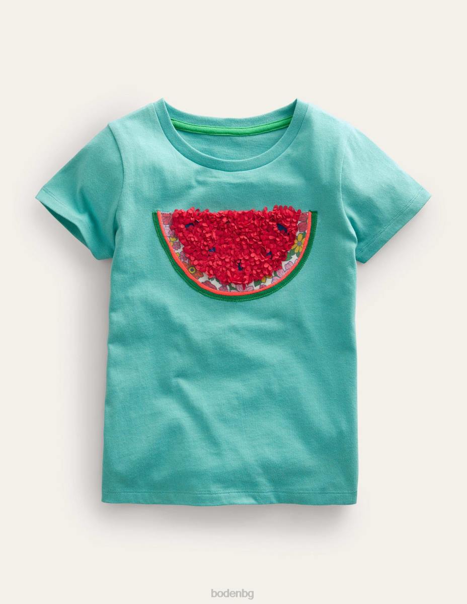 облекло Boden тениска с лого на диня аква морска диня бебе LL68377
