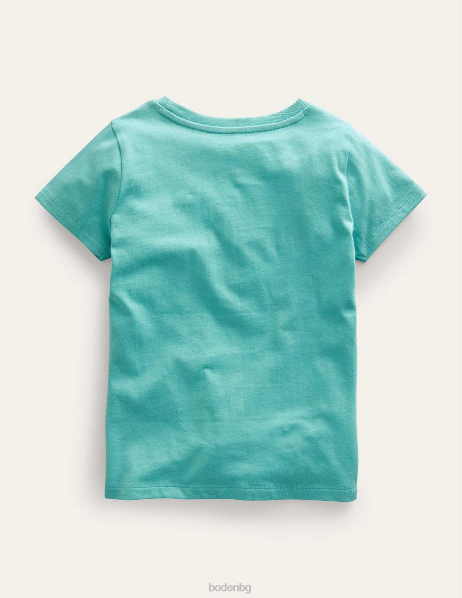 облекло Boden тениска с лого на диня аква морска диня бебе LL68377