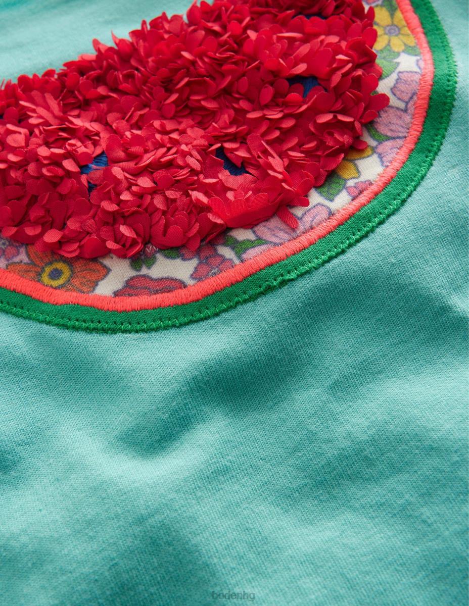 облекло Boden тениска с лого на диня аква морска диня бебе LL68377