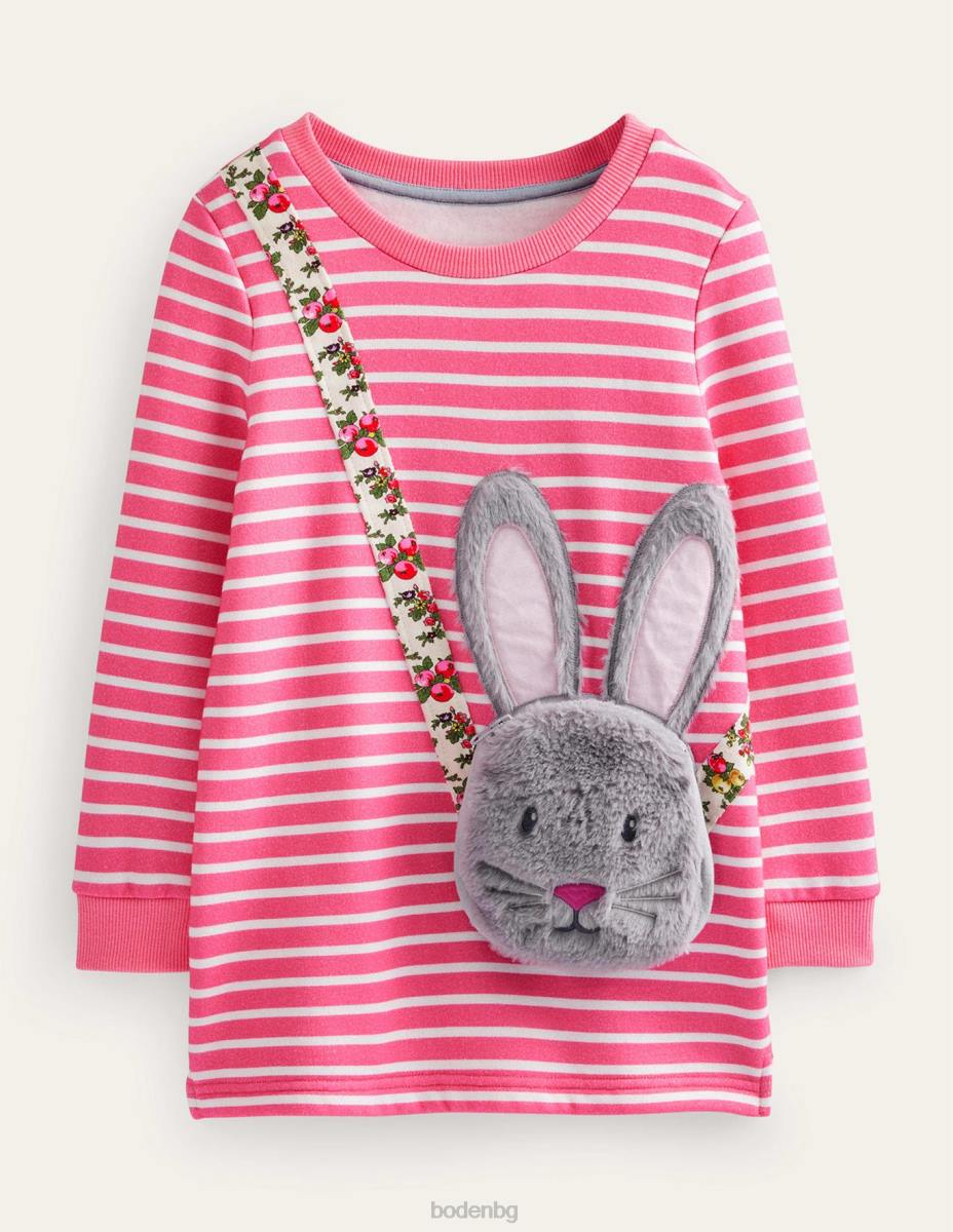 облекло Boden туника с джоб с апликация азалия розово/слонова кост бебе LL68381