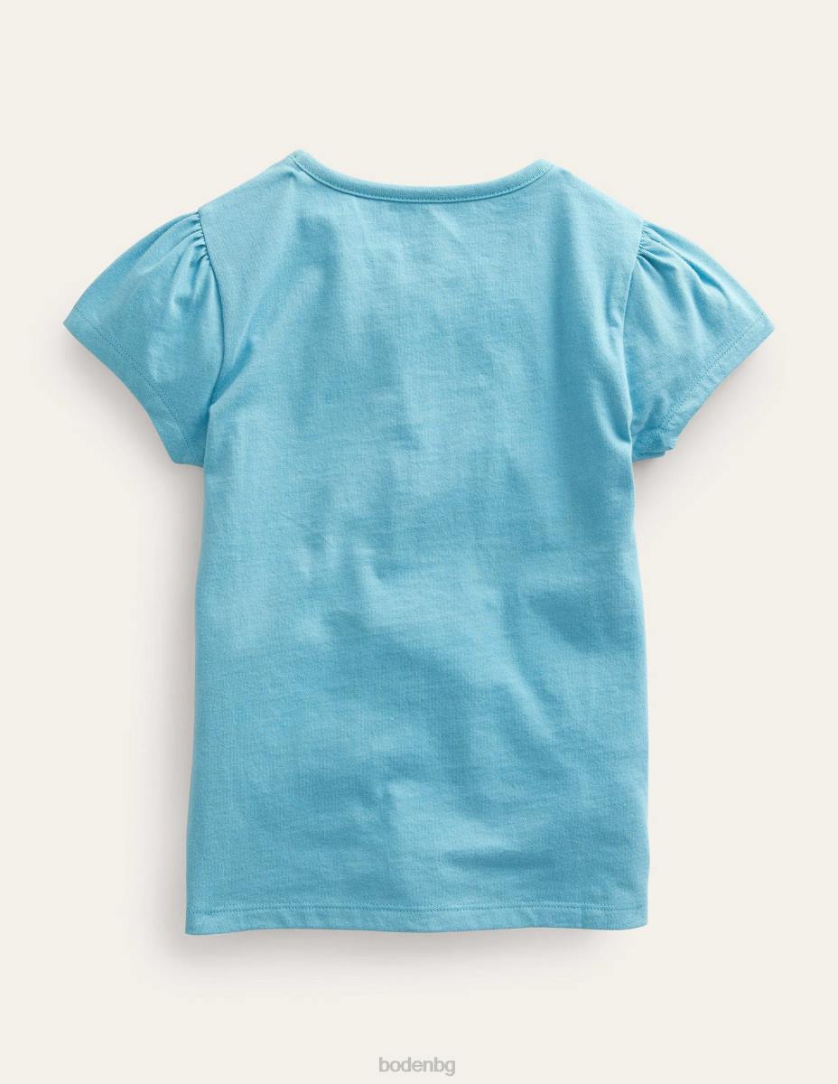 облекло Boden голяма горна част с апликации делфиниум син жираф бебе LL68382