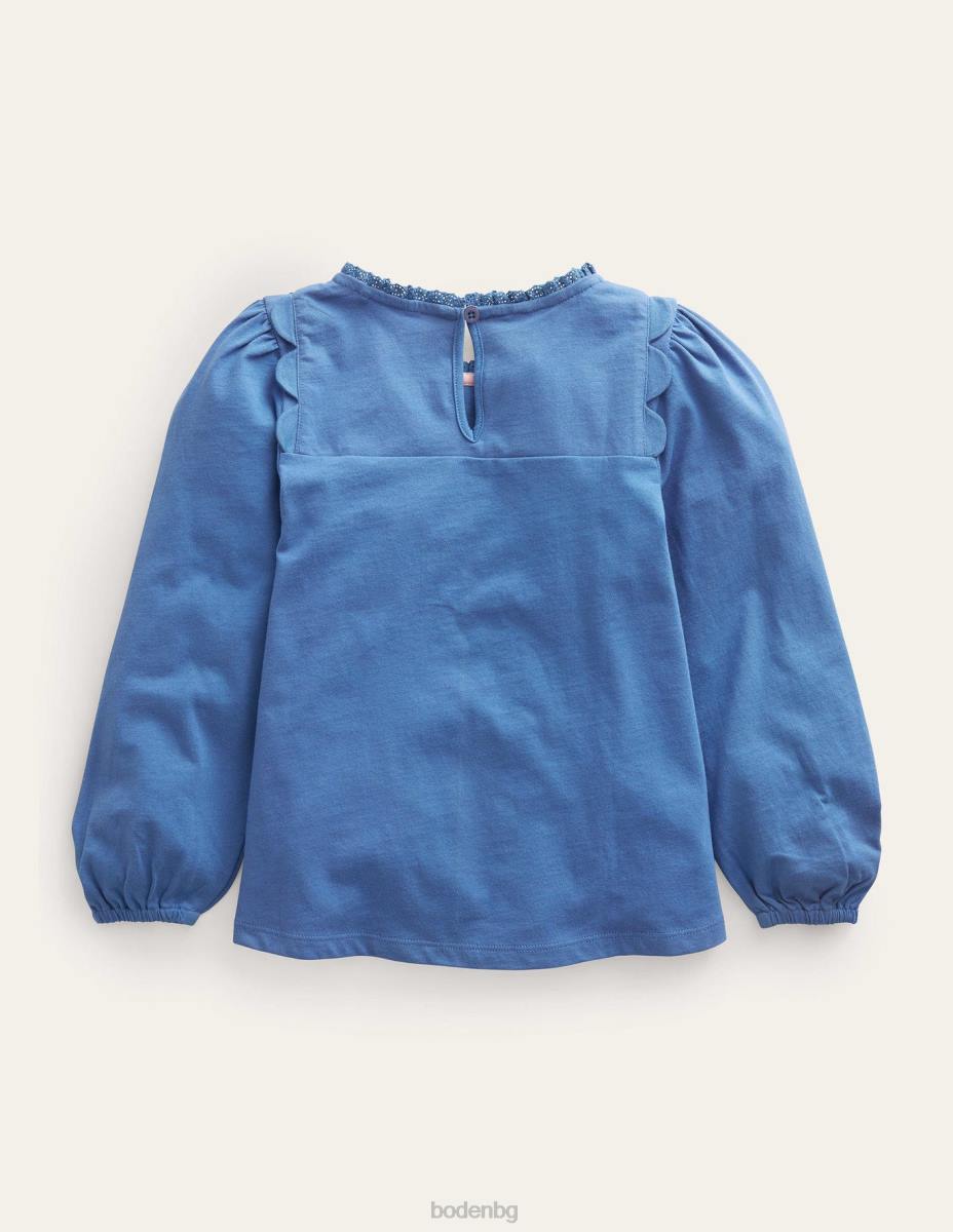 облекло Boden горна част с дълъг ръкав с миди делфтско синьо бебе LL68386