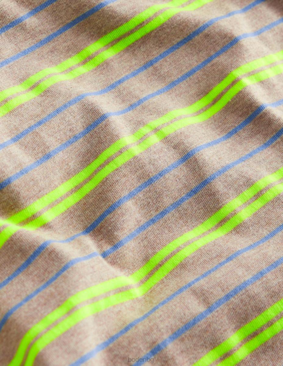 облекло Boden спокойна тениска с неоново райе овесена каша мергел/неоново жълто бебе LL68392