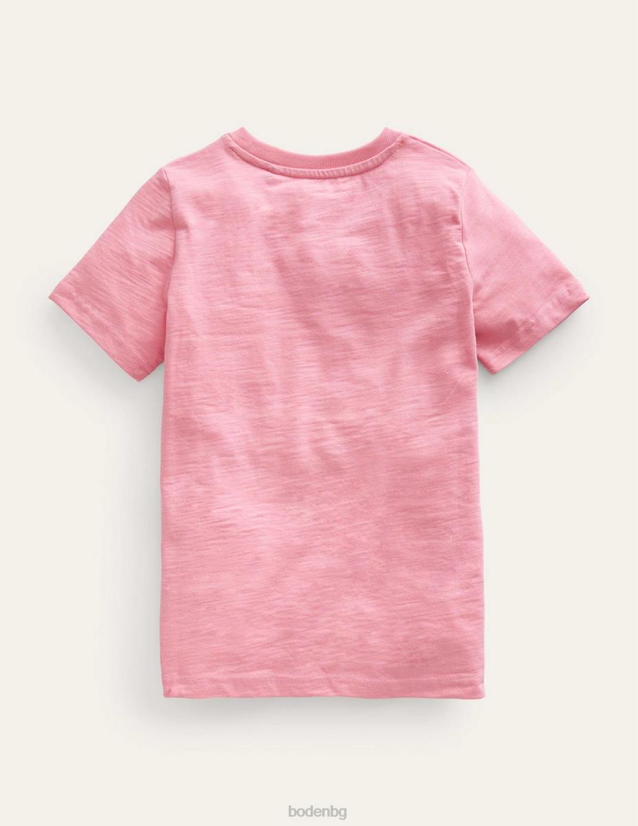 облекло Boden тениска с метален риболовен принт въртележка розова бебе LL68396