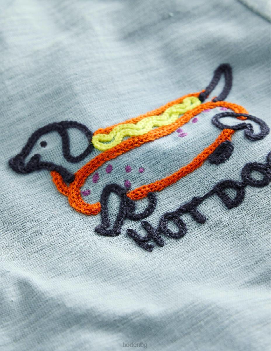 облекло Boden тениска с бродирано лого син хот дог бебе LL68397