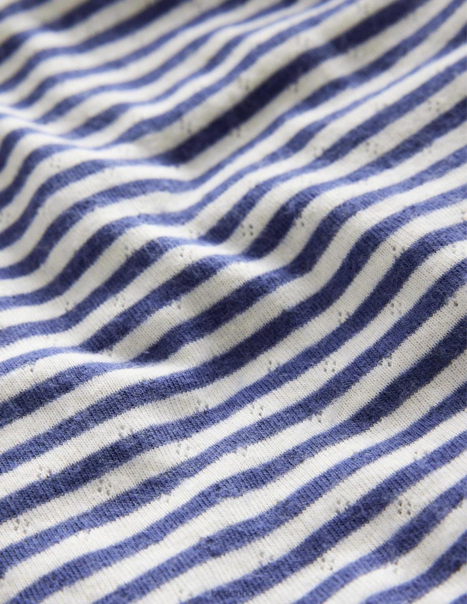 облекло Boden топ с дълги ръкави десен борд синьо/слонова кост бебе LL68400