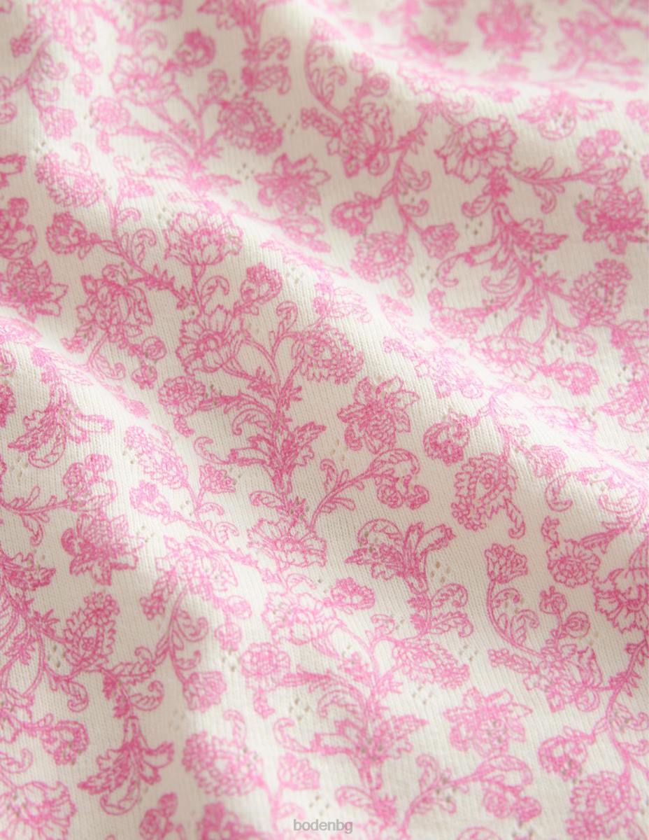 облекло Boden топ с къси ръкави розов пейсли флорален бебе LL68401