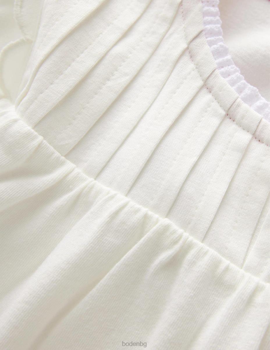 облекло Boden горна част с дълъг ръкав с миди слонова кост бебе LL68404