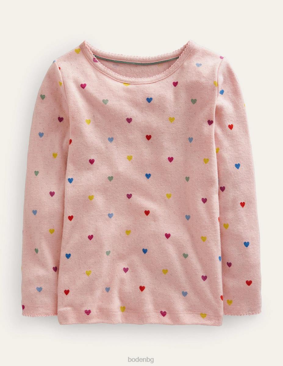 облекло Boden топ с дълги ръкави Прованс розови сърца бебе LL68405